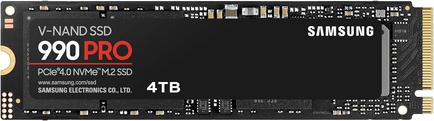 Samsung 990 Pro 4TB NVMe M.2 SSD, PCIe Gen 4.0, 7450 MB/s Sequential Read Speed, 6900 MB/s Sequential Write Speed, 3.3 Voltage, V-NAND 3-bit MLC MZ-V9P4T0BW Samsung 990 Pro 4TB NVMe M.2 SSD, PCIe Gen 4.0, 7450 MB/s Sequential Read Speed, 6900 MB/s Sequential Write Speed, 3.3 Voltage, V-NAND 3-bit MLC MZ-V9P4T0BW